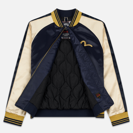 Мужская куртка бомбер Evisu Digital Print Wave Carp Applique Souvenir Dark Navy