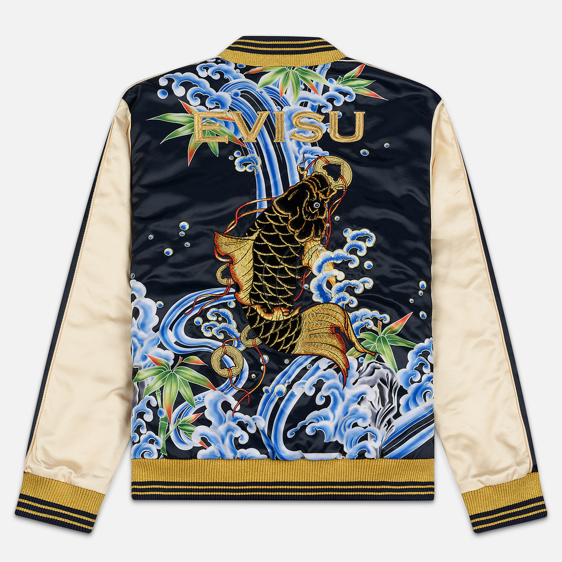 Evisu Мужская куртка бомбер Digital Print Wave Carp Applique Souvenir
