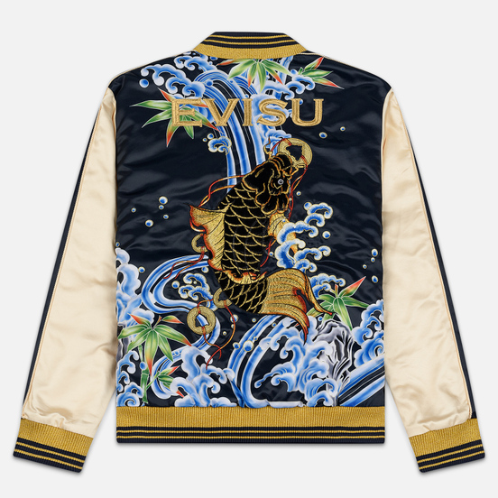 Мужская куртка бомбер Evisu Digital Print Wave Carp Applique Souvenir Dark Navy
