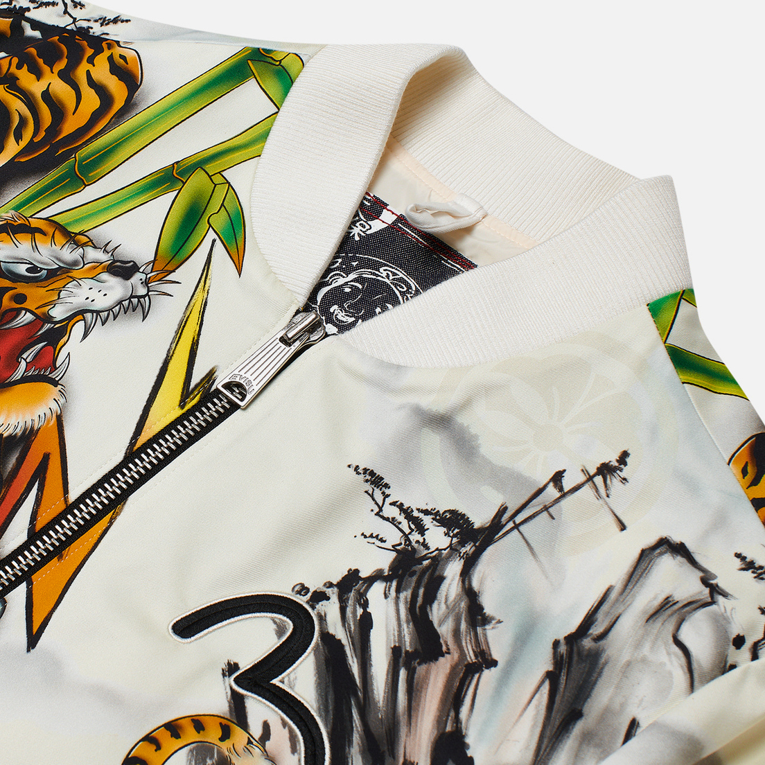 Evisu Мужская куртка бомбер Evergreen Tiger Landscape All Over Printed Ecru