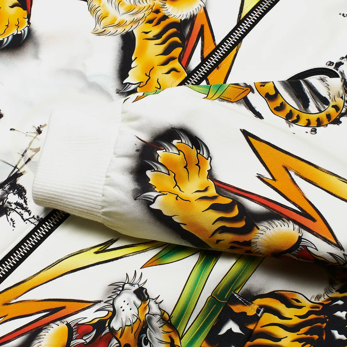 Evisu Мужская куртка бомбер Evergreen Tiger Landscape All Over Printed Ecru