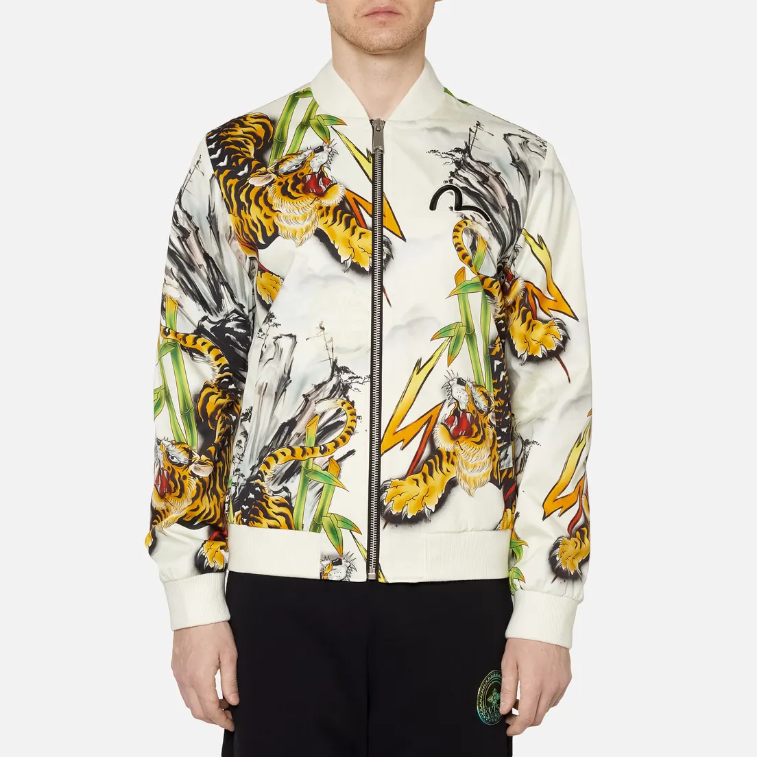 Evisu Мужская куртка бомбер Evergreen Tiger Landscape All Over Printed Ecru