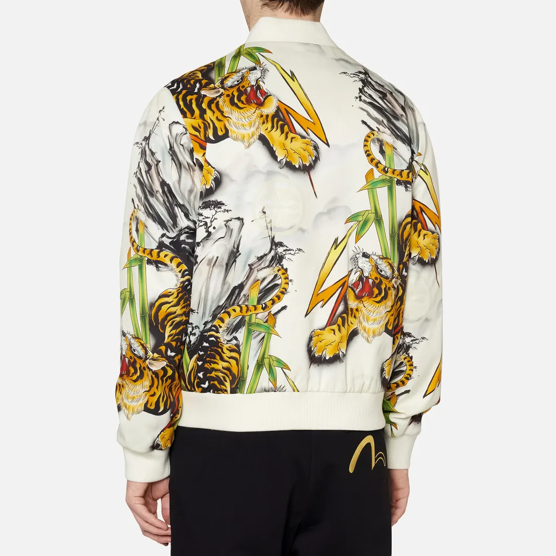 Evisu Мужская куртка бомбер Evergreen Tiger Landscape All Over Printed Ecru