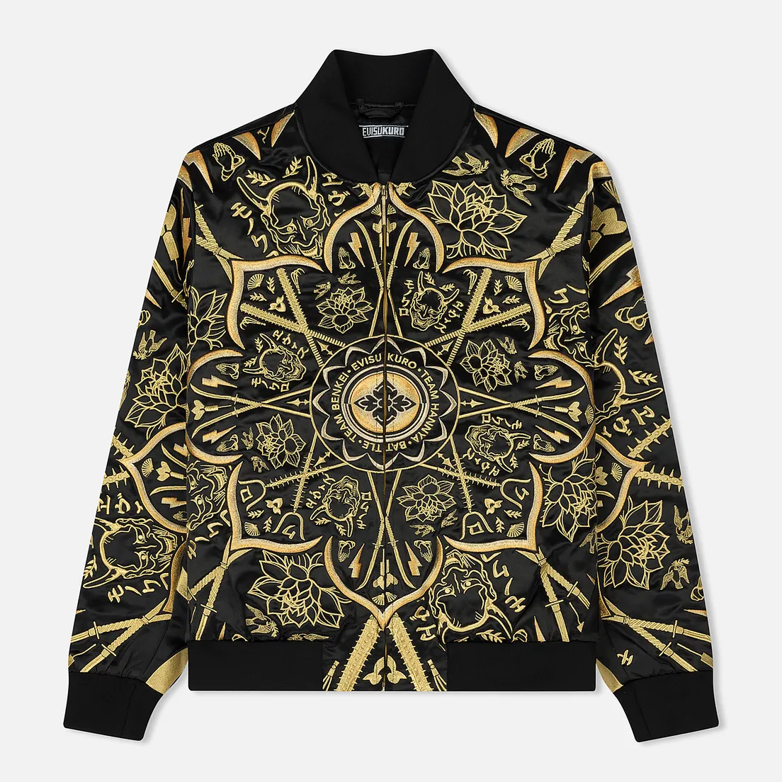 Evisu Мужская куртка бомбер Evisukuro Mandala Gold Embroidered