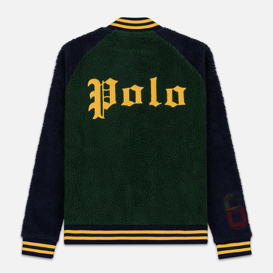 Мужская куртка бомбер Polo Ralph Lauren Fleece Letterman College Green/Cruise Navy