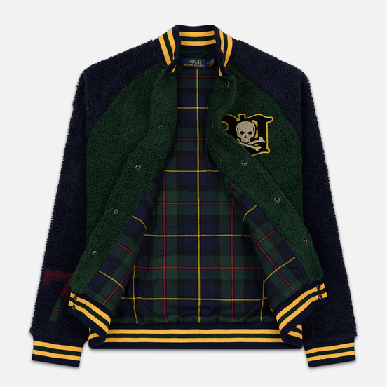 Мужская куртка бомбер Polo Ralph Lauren Fleece Letterman College Green/Cruise Navy