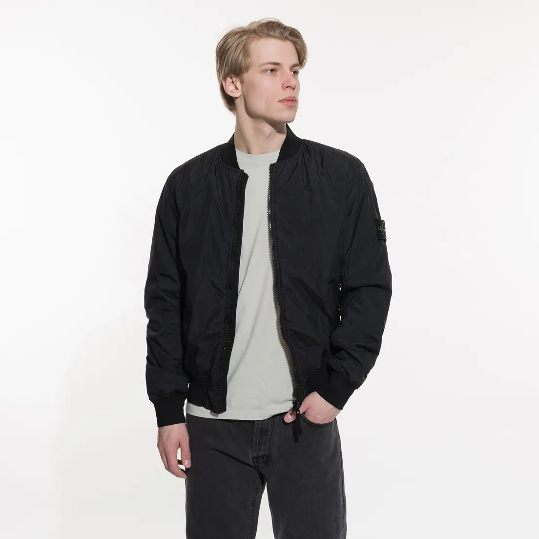 Stone Island Мужская куртка бомбер Lightweight Garment Dyed Crinkle Reps NY
