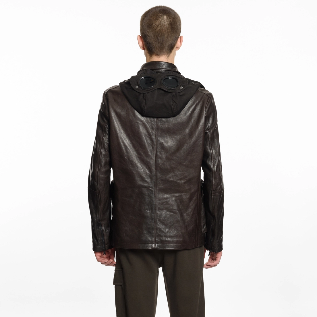 C.P. Company Мужская куртка Premium Leather Goggle Mille Field