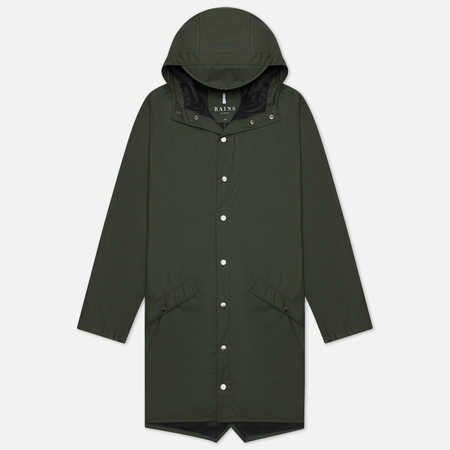 Мужская куртка дождевик RAINS Long Jacket, цвет зелёный, размер XXS-XS