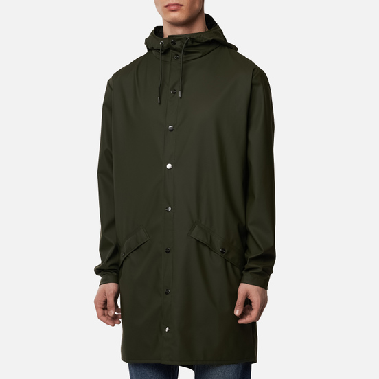 Мужская куртка дождевик Rains Long Jacket Green