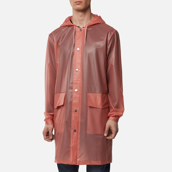 Мужская куртка дождевик Rains Transparent Hooded Foggy Coral