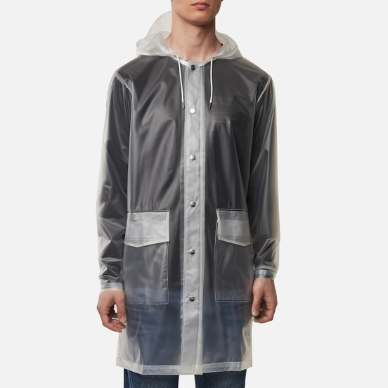 Мужская куртка дождевик Rains Transparent Hooded Foggy White