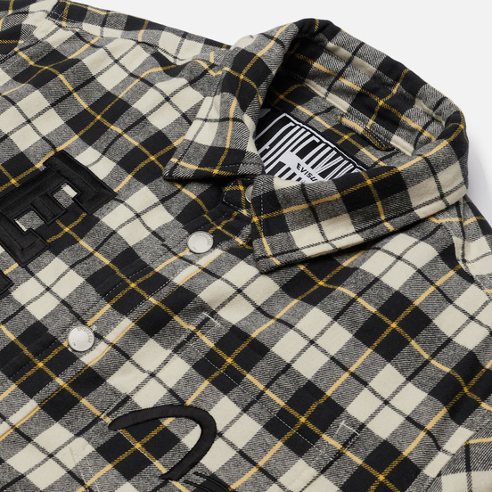 Мужская куртка Evisu Graffiti Oversize Padded Flannel Shirket Ecru