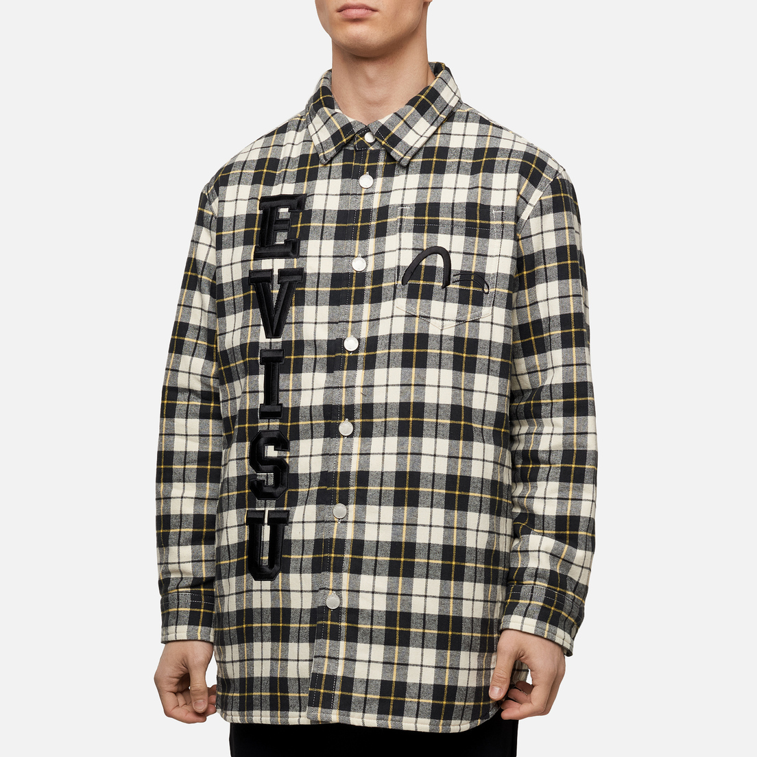 Evisu Мужская куртка Graffiti Oversize Padded Flannel Shirket