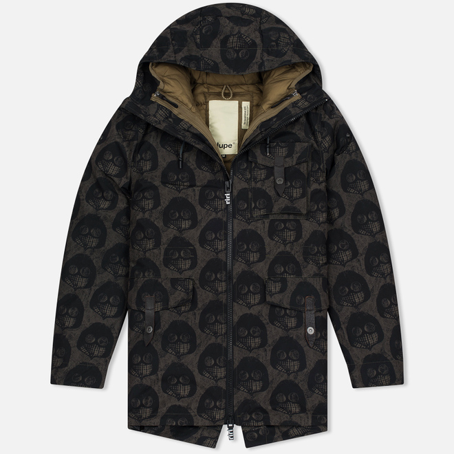 Мужская куртка парка Dupe Storm Hooded 3L Milo Walsh Brown/Old D Print