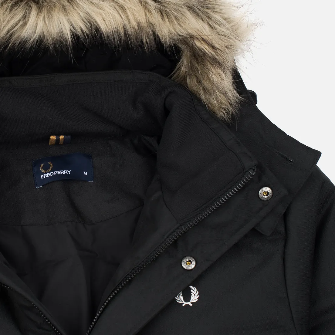 Fred Perry Мужская куртка парка Down Fur Trim