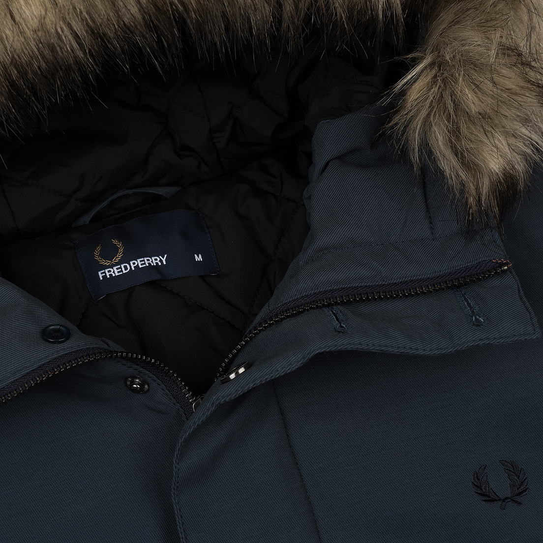 Fred Perry Мужская куртка парка Quilted Fur Trim