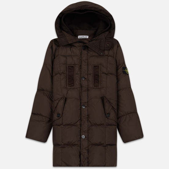 Мужская куртка парка Stone Island Crinkle Reps Nylon Down Dark Brown