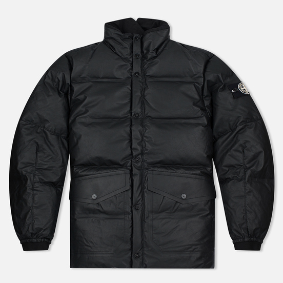 Мужская куртка Stone Island Featherweight Leather Down Black