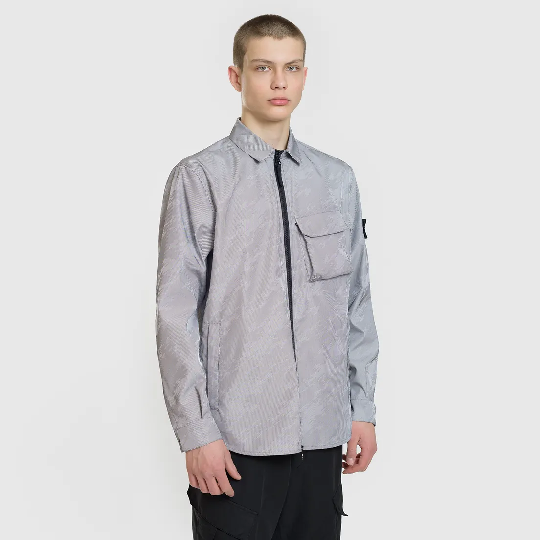 Stone Island Shadow Project Мужская куртка Lenticular Jacquard Zip Shirt