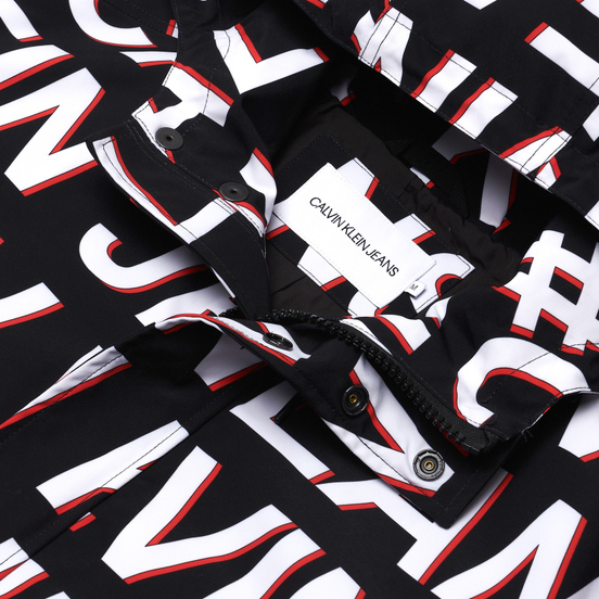 Мужская куртка ветровка Calvin Klein Jeans All-Over Logo Black Exploded Hashtag