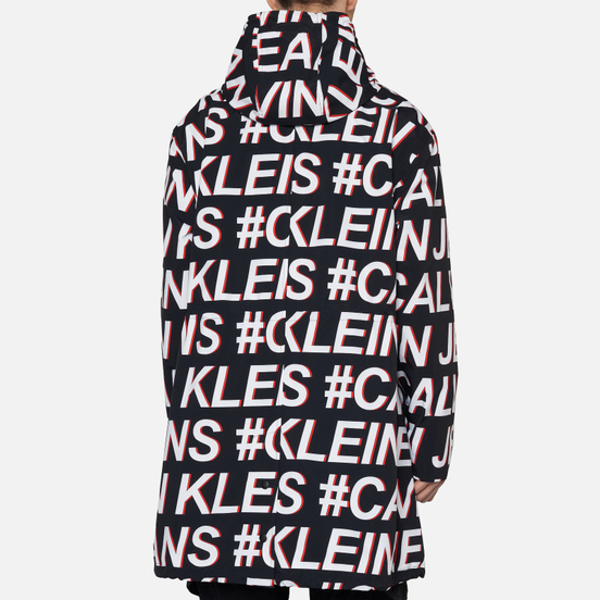 Мужская куртка ветровка Calvin Klein Jeans All-Over Logo Black Exploded Hashtag