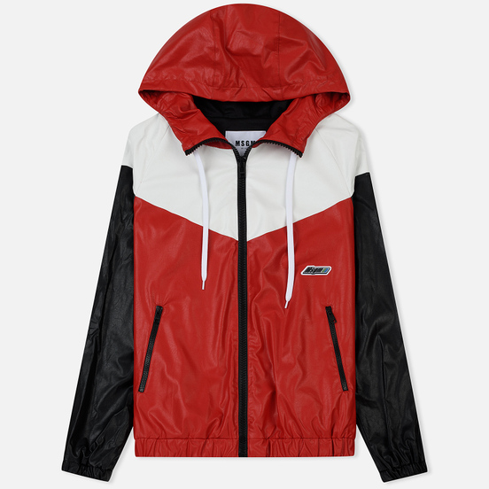 Мужская куртка ветровка MSGM With Logo Patch Red