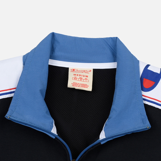 Мужская олимпийка Champion Reverse Weave Peached Feel Crinckle Water Repellent Full Zip Blue/Black/White
