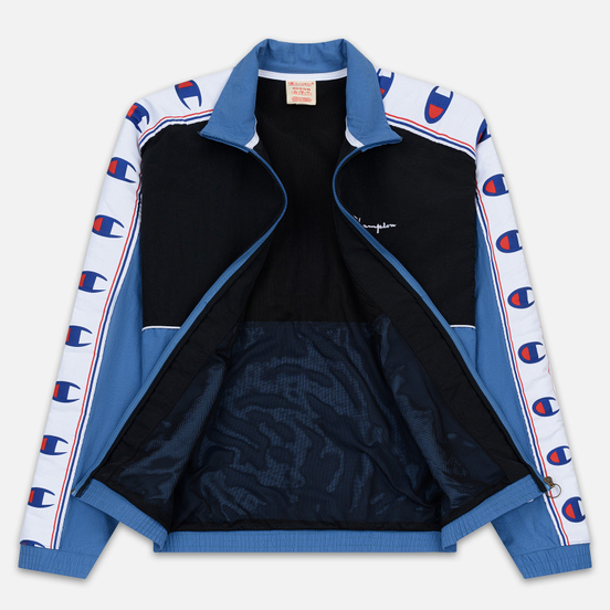 Мужская олимпийка Champion Reverse Weave Peached Feel Crinckle Water Repellent Full Zip Blue/Black/White