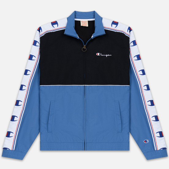 Мужская олимпийка Champion Reverse Weave Peached Feel Crinckle Water Repellent Full Zip Blue/Black/White