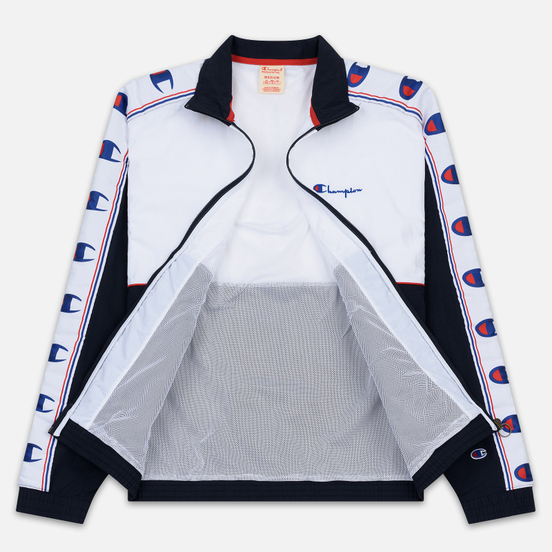 Мужская олимпийка Champion Reverse Weave Peached Feel Crinckle Water Repellent Full Zip Navy/White/Red
