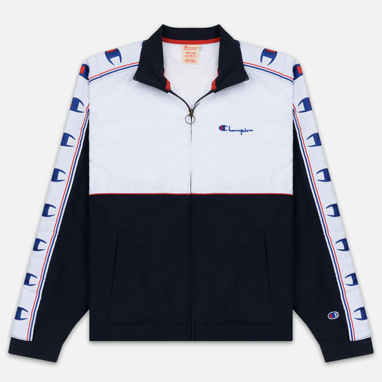 Мужская олимпийка Champion Reverse Weave Peached Feel Crinckle Water Repellent Full Zip Navy/White/Red