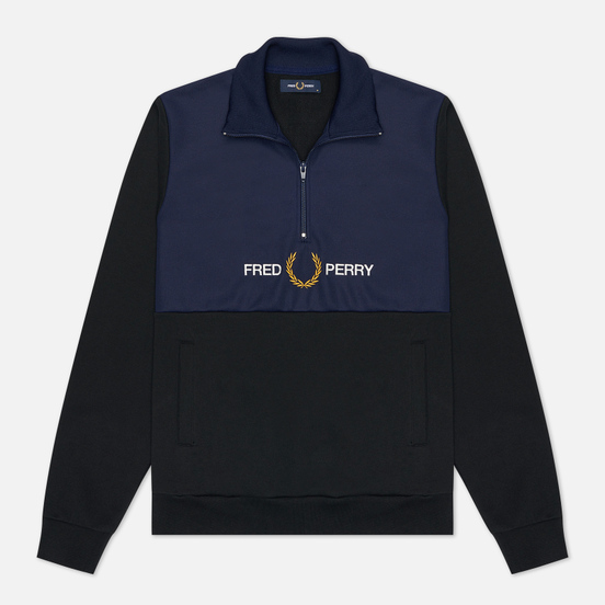 Мужская олимпийка Fred Perry Embroidered Half Zip Black
