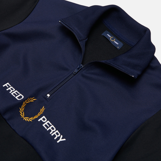 Мужская олимпийка Fred Perry Embroidered Half Zip Black