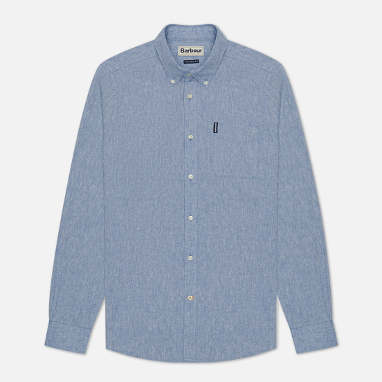 Мужская рубашка Barbour Linen Mix Tailored Fit Blue