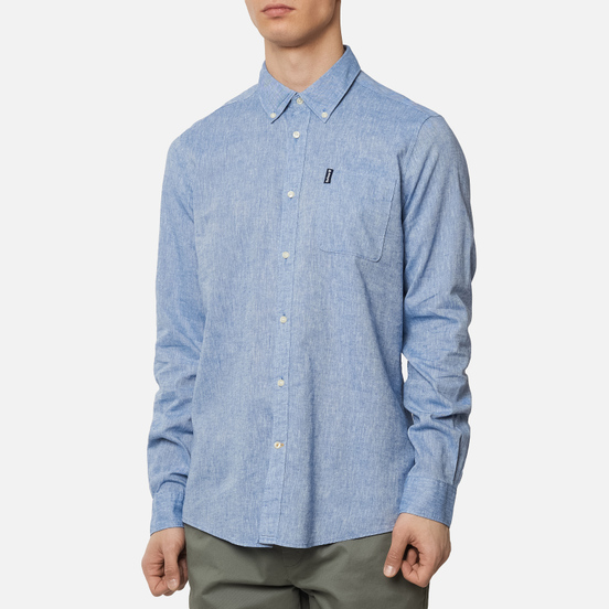 Мужская рубашка Barbour Linen Mix Tailored Fit Blue
