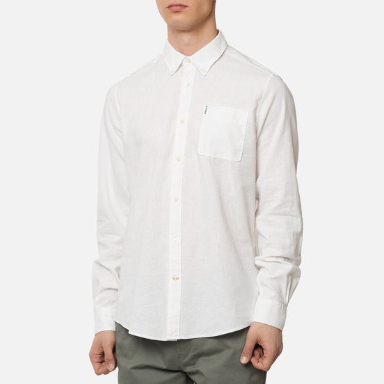 Мужская рубашка Barbour Linen Mix Tailored Fit White