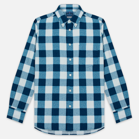 Мужская рубашка Blue Blue Japan Button Down Traditional Check Indigo