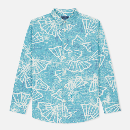 Мужская рубашка Blue Blue Japan J5467 Folding Fun Printed Turquoise