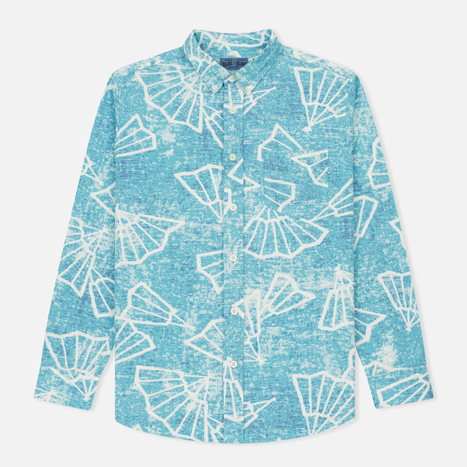 Мужская рубашка Blue Blue Japan J5467 Folding Fun Printed Turquoise