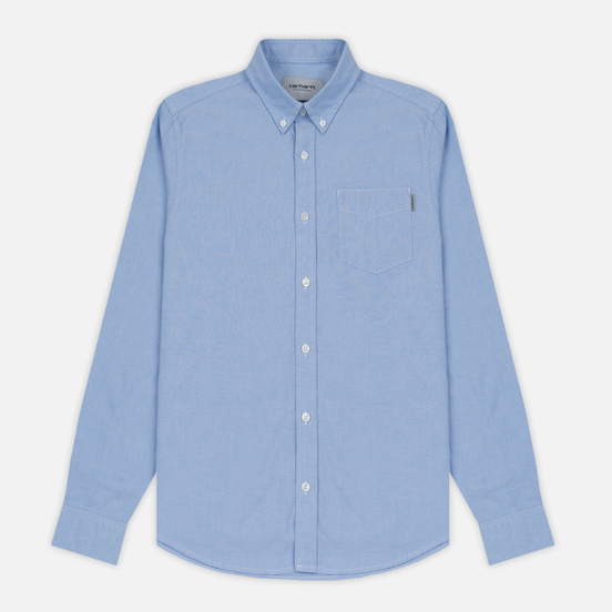 Мужская рубашка Carhartt WIP Button Down Pocket Cotton Oxford 4.7 Oz Bleach