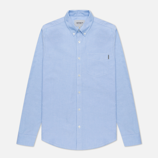 Мужская рубашка Carhartt WIP Button Down Pocket Cotton Oxford 4.7 Oz Bleach