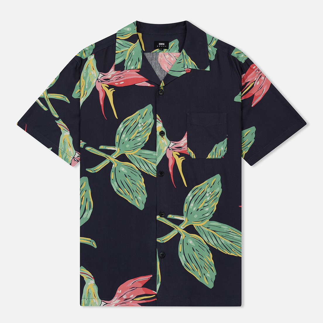 Edwin Мужская рубашка Resort All Over Print Ebony Birds Of Paradise