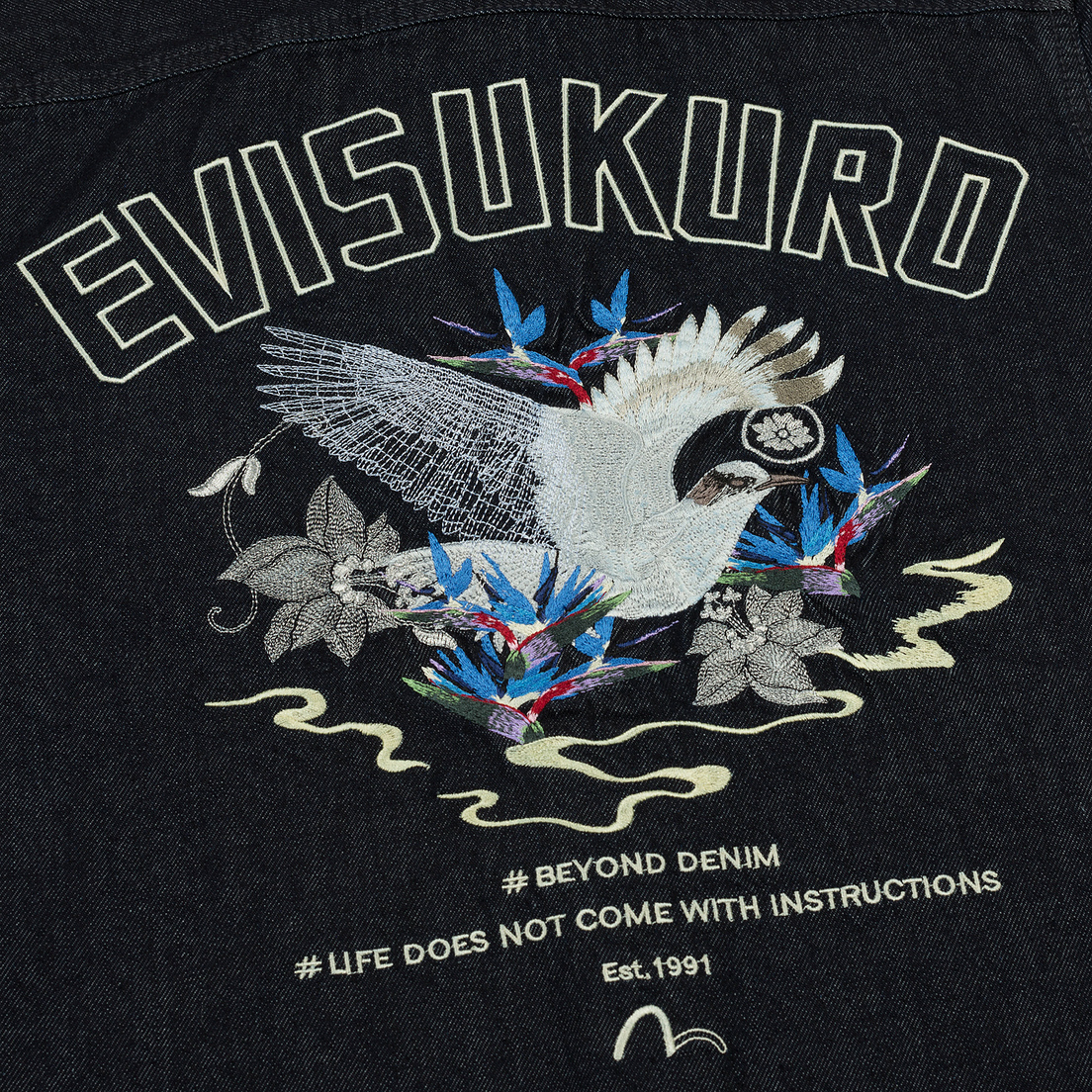 Evisu Мужская рубашка Bird Outline Denim