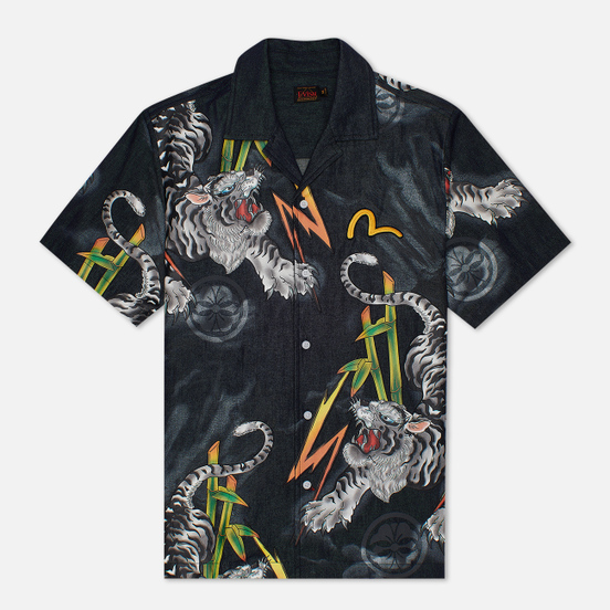 Мужская рубашка Evisu Evergreen Tiger Landscape Printed Denim Multicolor