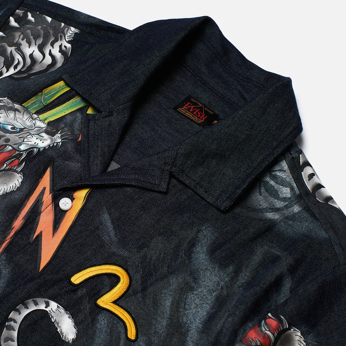 Evisu Мужская рубашка Evergreen Tiger Landscape Printed Denim