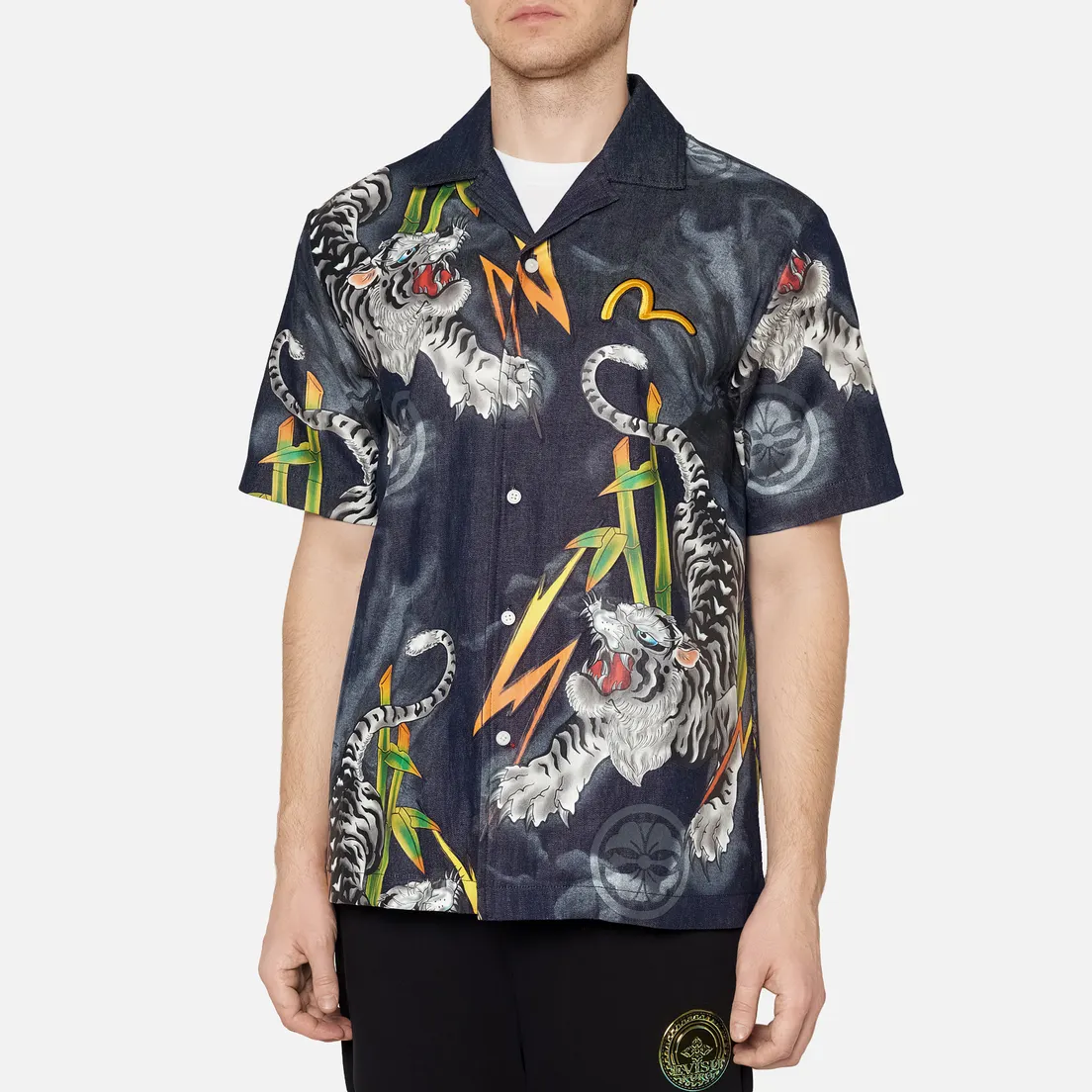 Evisu Мужская рубашка Evergreen Tiger Landscape Printed Denim