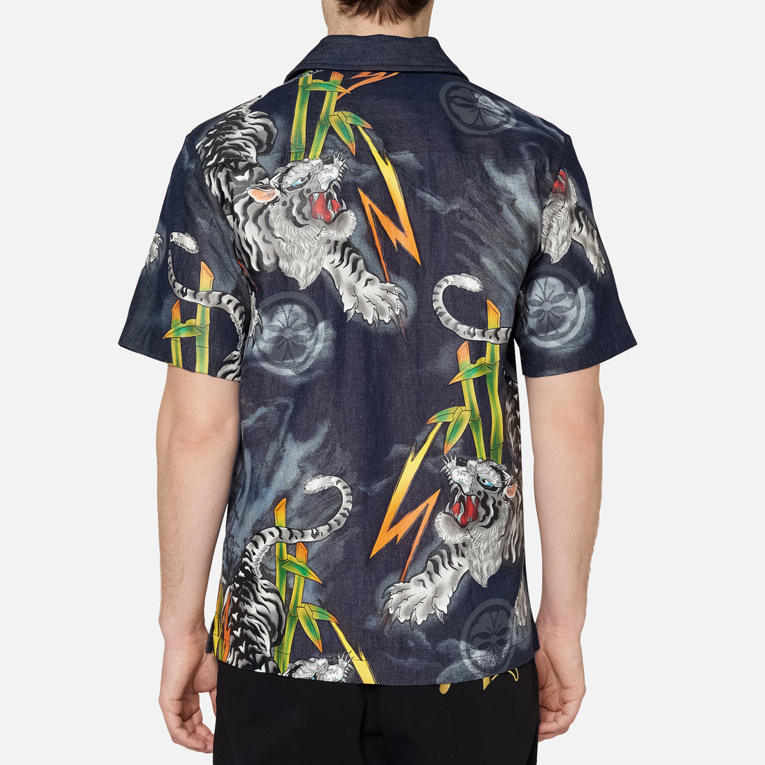 Evisu Мужская рубашка Evergreen Tiger Landscape Printed Denim