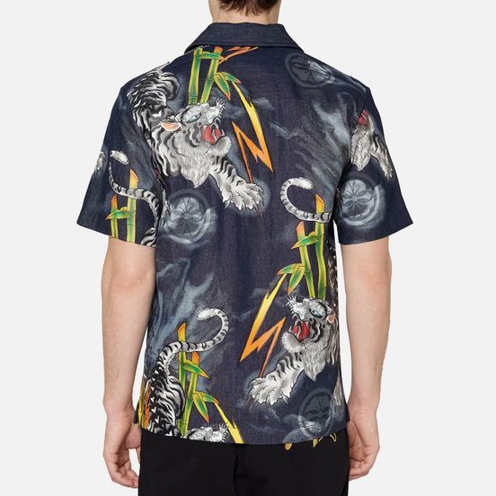 Мужская рубашка Evisu Evergreen Tiger Landscape Printed Denim Multicolor