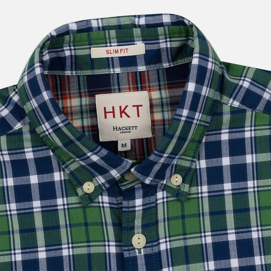Мужская рубашка Hackett Logo HKT Bone Plaid Green/Navy